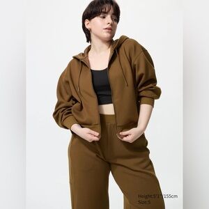 UNIQLO Dry sweat full-zip hoodie chestnut